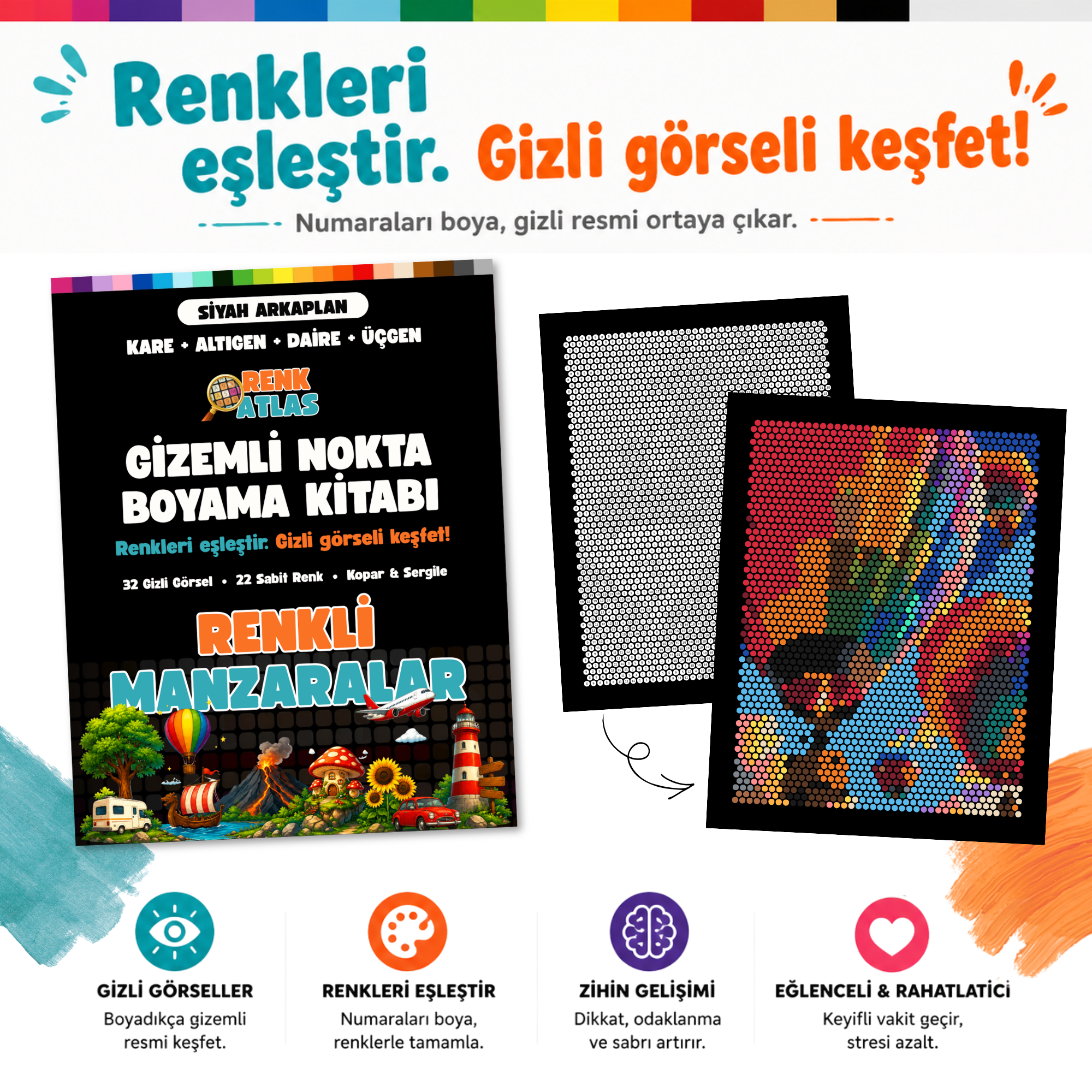 RenkAtlas™ Gizemli Nokta Boyama Kitabı: Avantajlı Set Paketi