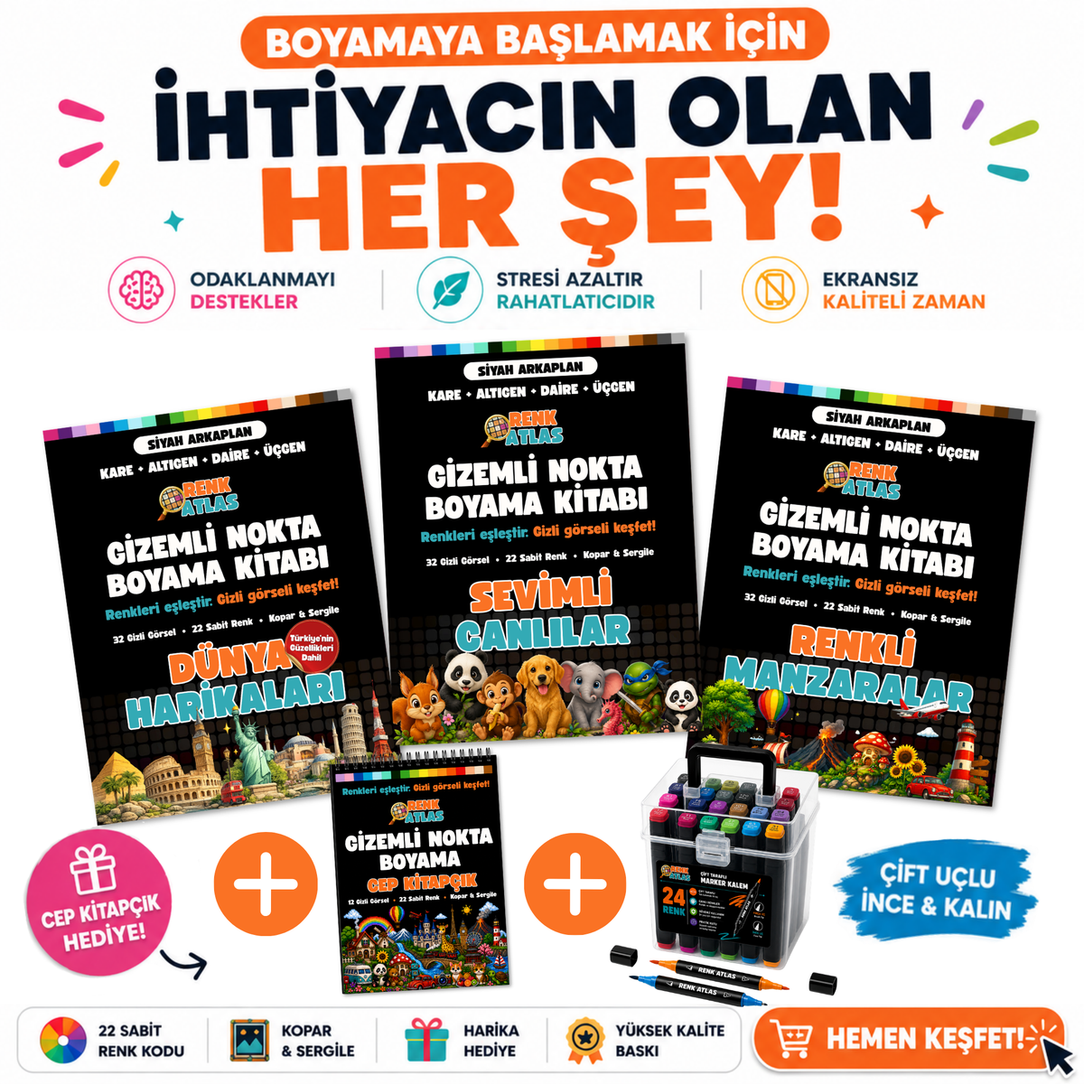 RenkAtlas™ Gizemli Nokta Boyama Kitabı